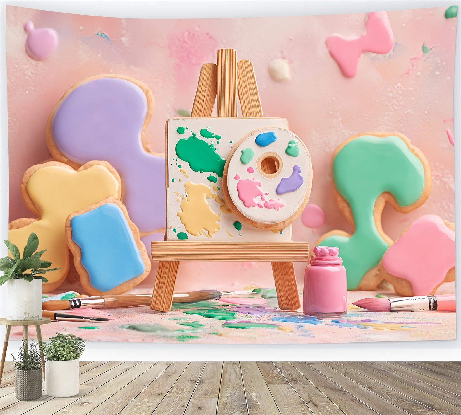 Cake Photography Backdrops Pastel Art Cookie Palette Cake Smash Backdrop TWW59-254