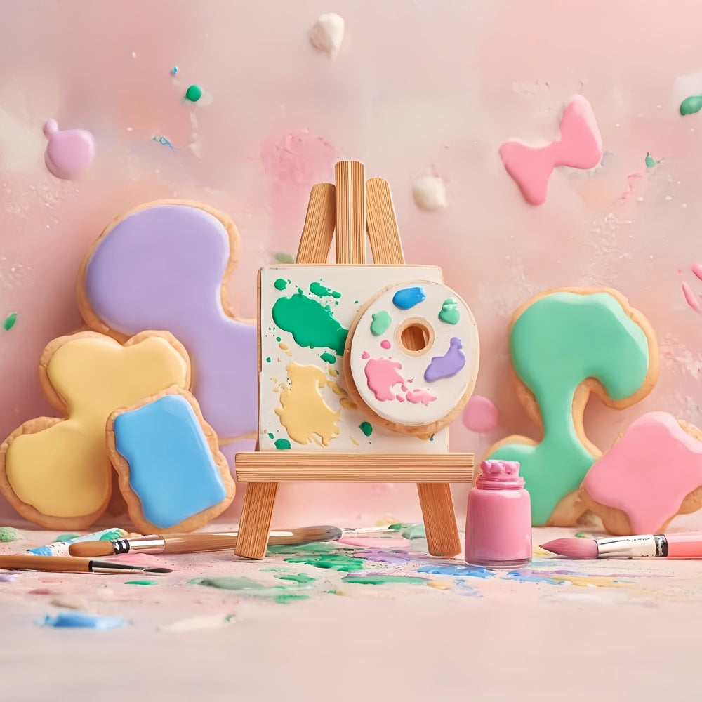 Cake Photography Backdrops Pastel Art Cookie Palette Cake Smash Backdrop TWW59-254