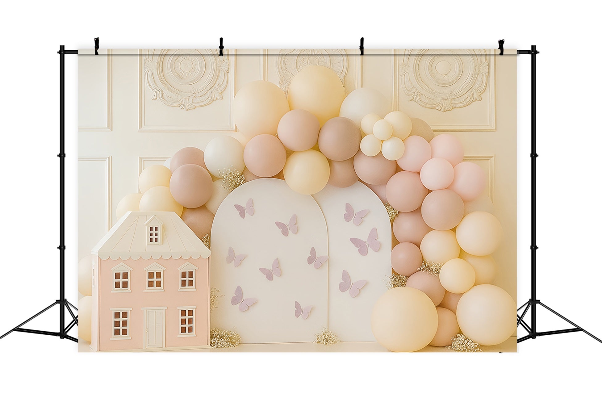Cake Smash Backdrops Butterfly House Balloon Garden Happy Birthday Backdrop TWW59-257