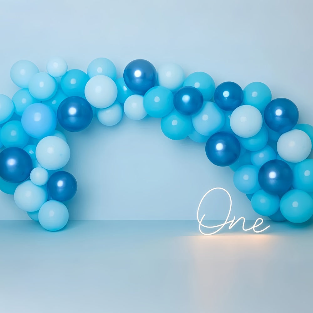 Cake Smash Backdrop Blue Balloon Arch One Glow 1st Birthday Backdrop TWW59-258