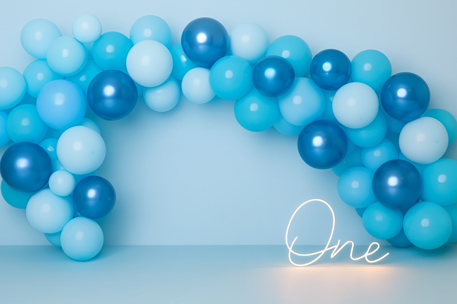 Cake Smash Backdrop Blue Balloon Arch One Glow 1st Birthday Backdrop TWW59-258