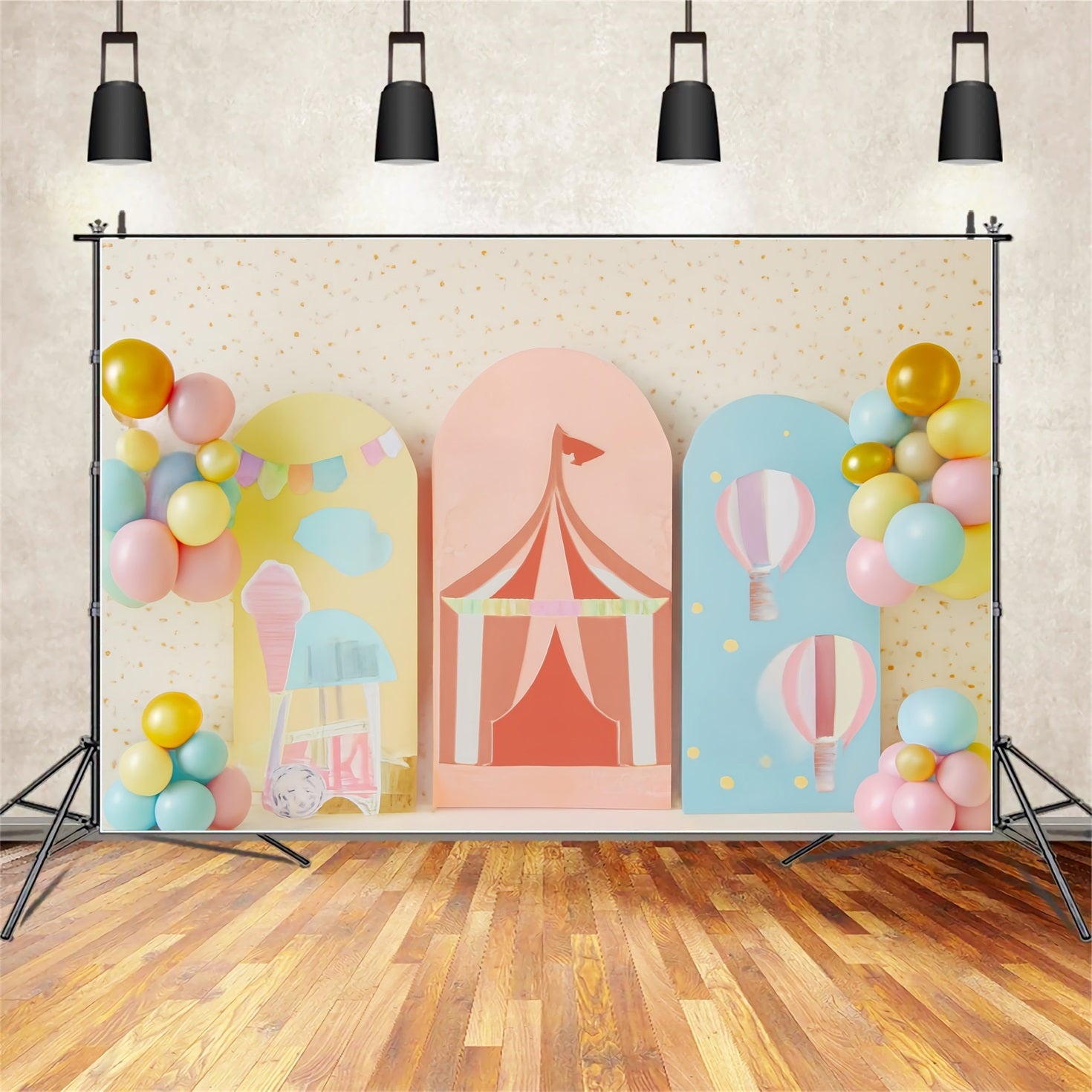 Cake Smash Backdrop Pastel Circus Carnival Fun Birthday Backdrops TWW59-259