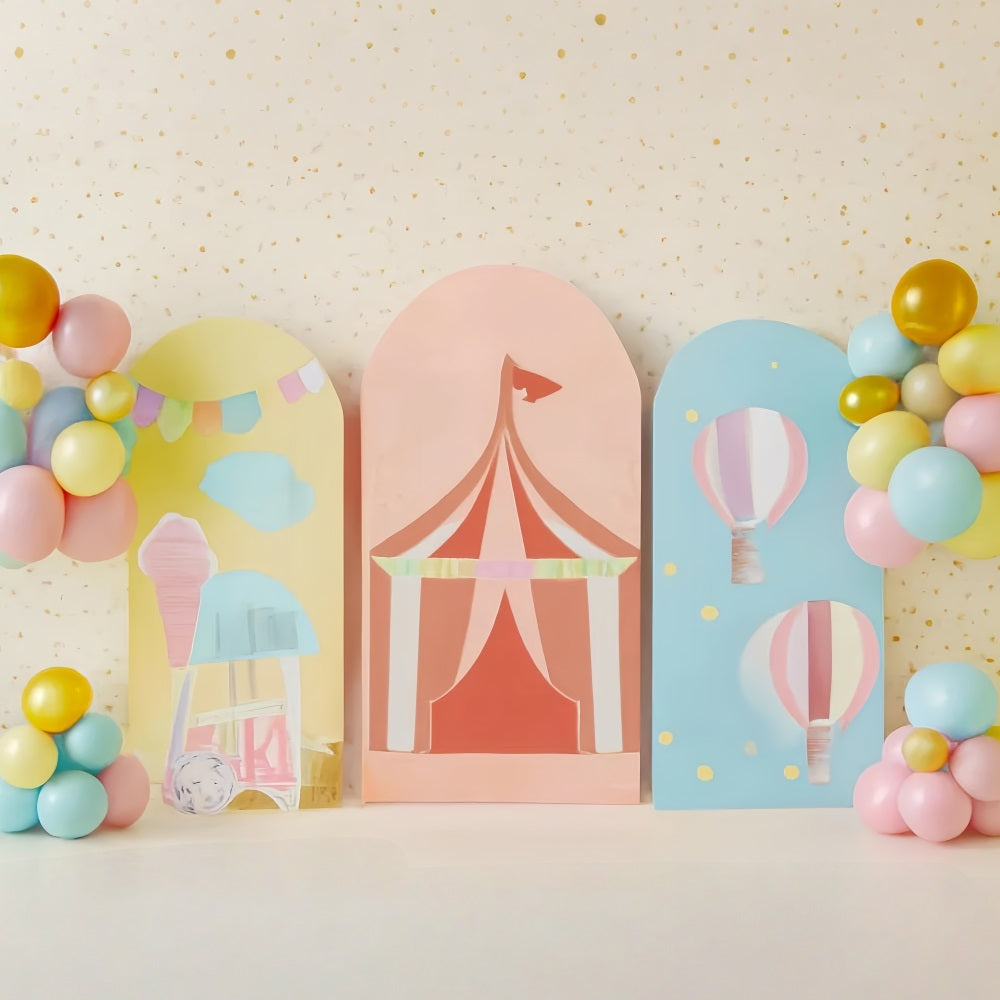 Cake Smash Backdrop Pastel Circus Carnival Fun Birthday Backdrops TWW59-259