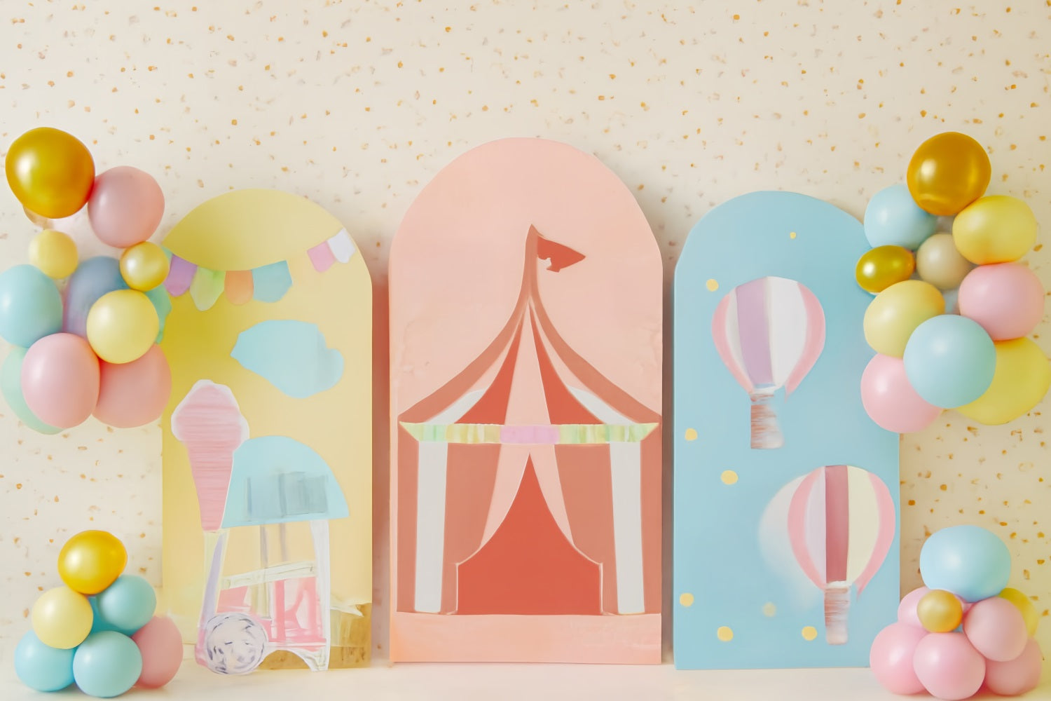 Cake Smash Backdrop Pastel Circus Carnival Fun Birthday Backdrops TWW59-259