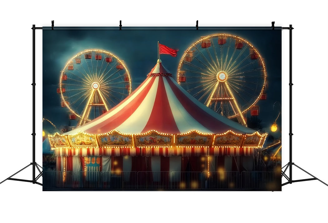Carnival Tent Backdrop Ferris Wheel Glowing Tent Circus Carnival Backdrop TWW59-26