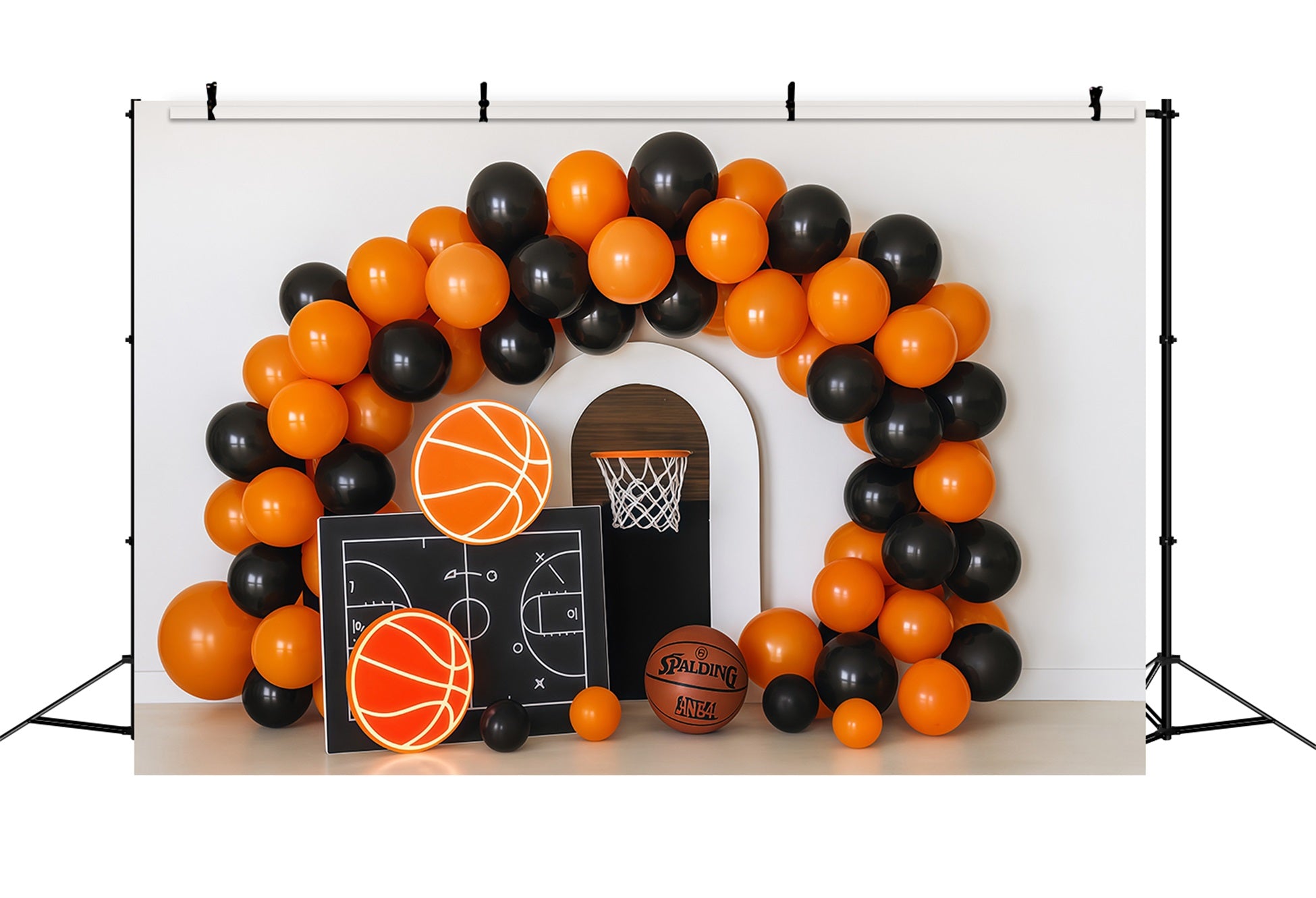 Cake Smash Backdrops Basketball Hoop Neon Party Birthday Photo Backdrop TWW59-260