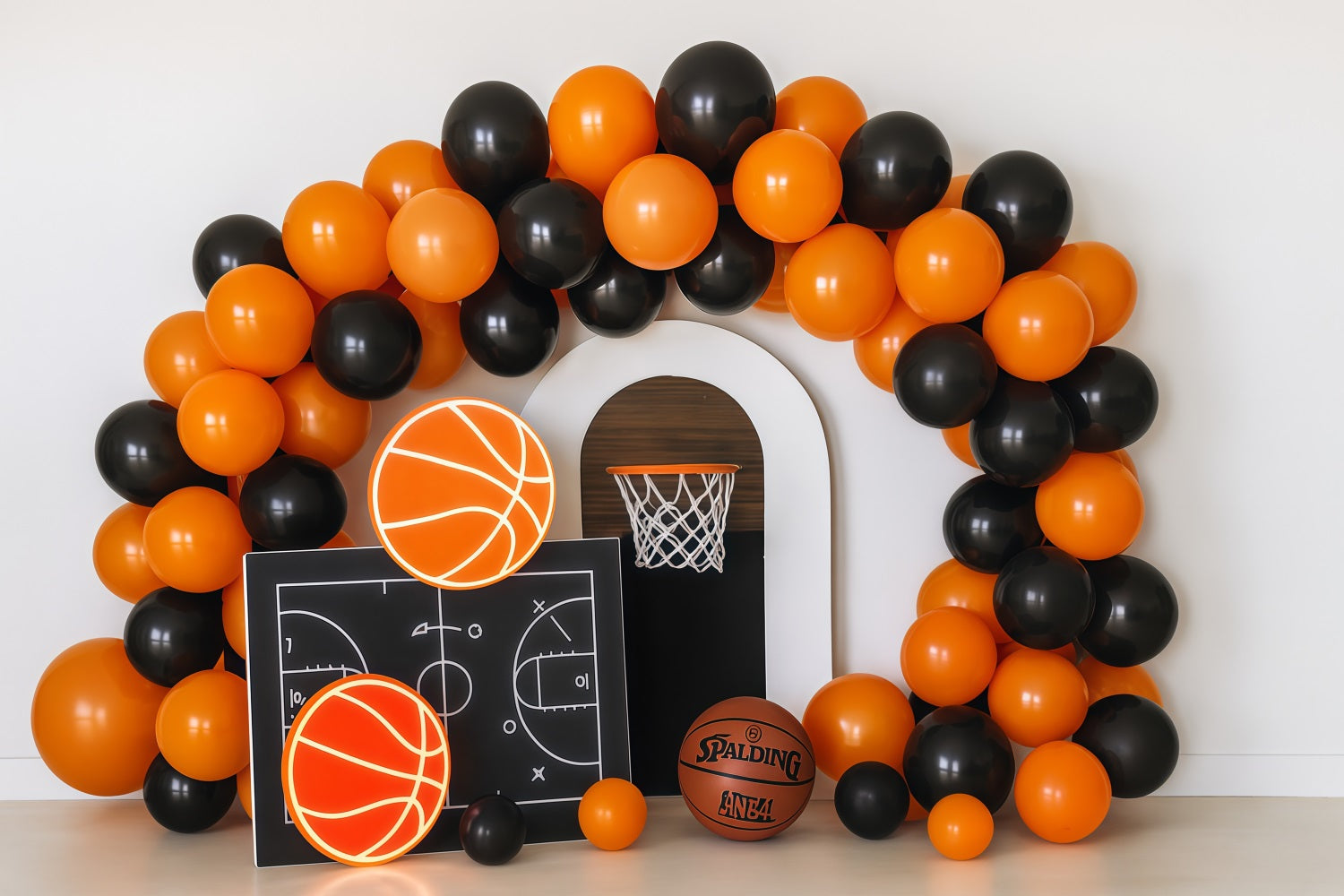 Cake Smash Backdrops Basketball Hoop Neon Party Birthday Photo Backdrop TWW59-260