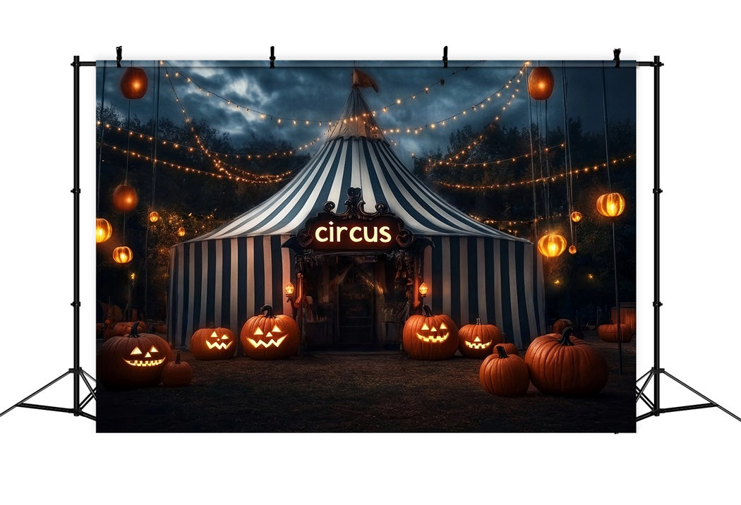 Halloween Circus Backdrop Pumpkin Lantern Circus Tent Carnival Backdrop TWW59-29