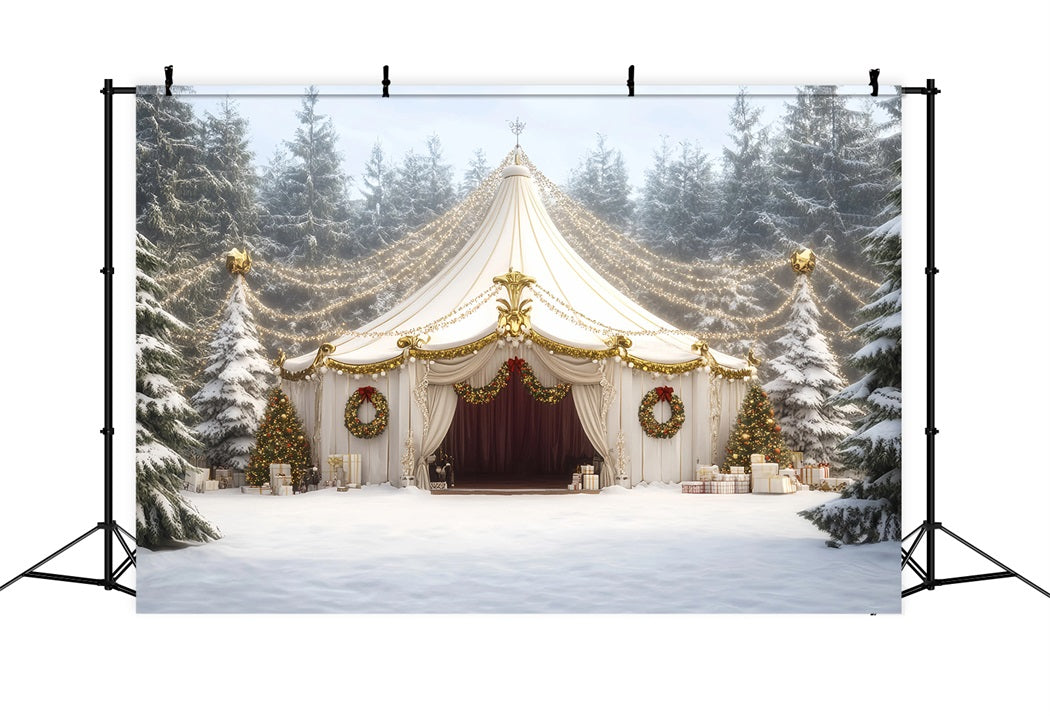 Christmas Circus Backdrop White Christmas Garland Tent Circus Backdrop Ideas TWW59-31