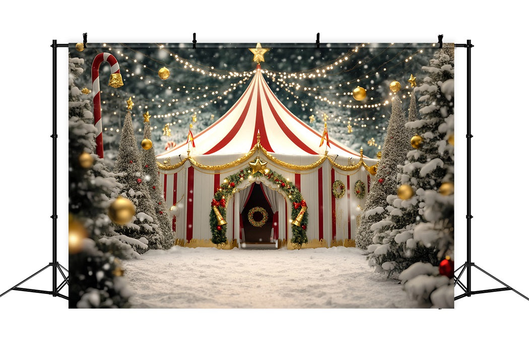 Christmas Circus Backdrop Golden Star Festive Tent Circus Carnival Backdrop TWW59-32
