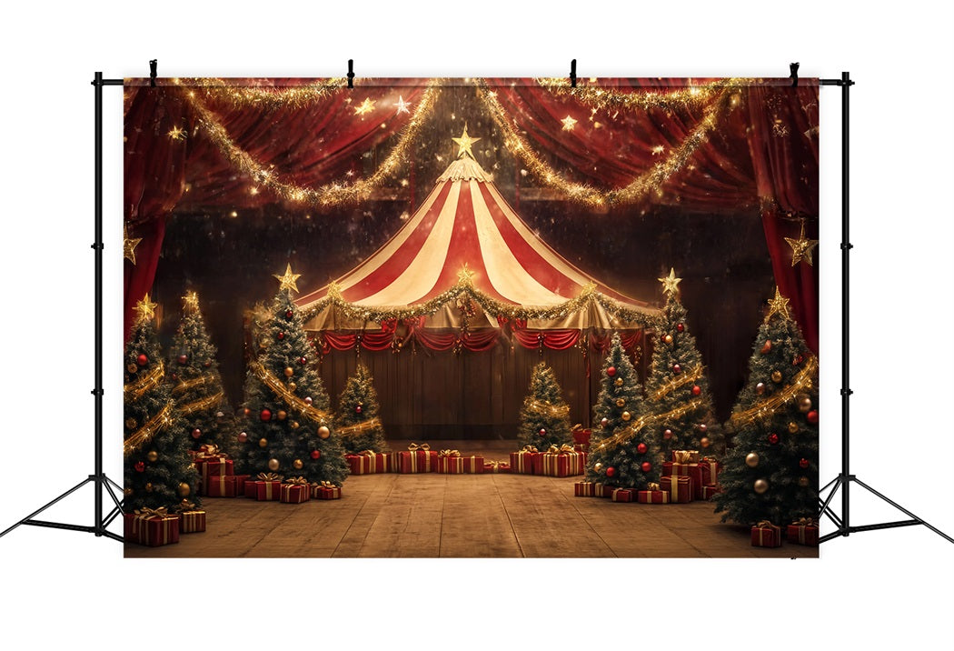 Christmas Circus Backdrop Golden Star Garland Tent Photography Circus Backdrop TWW59-34