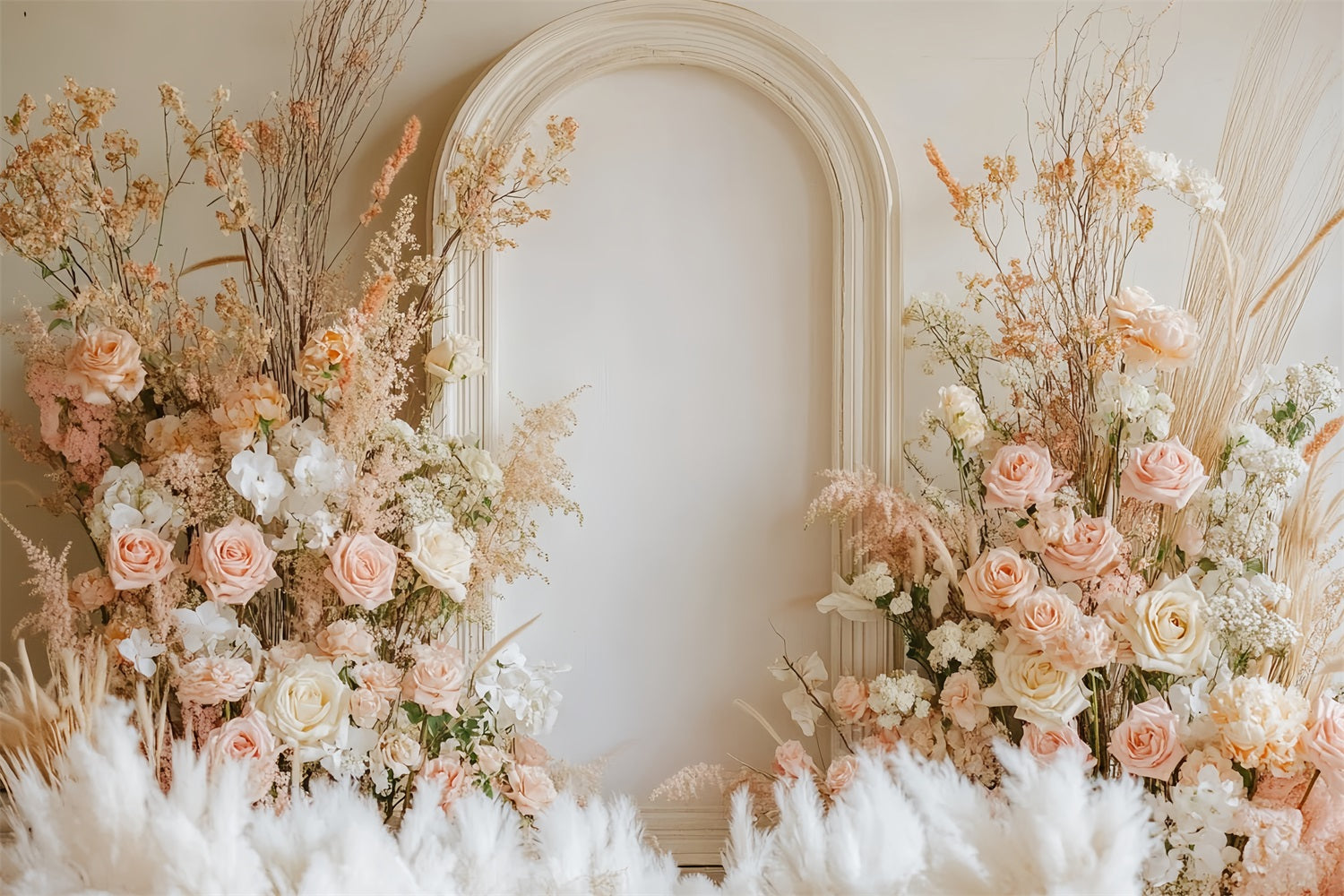 Wedding Boho Backdrop Blush Rose Arch Floral Elegance Wedding Backdrop TWW59-35