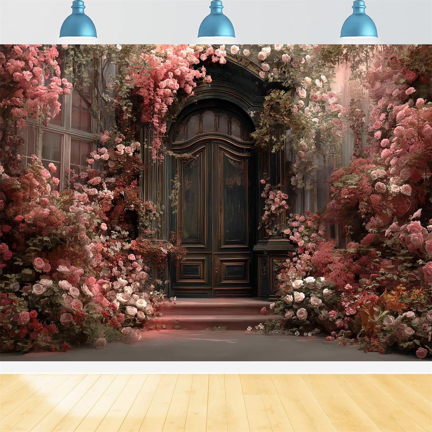 Wedding Vintage Romantic Garden Rose Doorway Bloom Wedding Backdrop Ideas TWW59-37