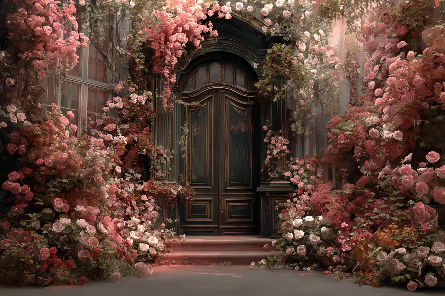 Wedding Vintage Romantic Garden Rose Doorway Bloom Wedding Backdrop Ideas TWW59-37