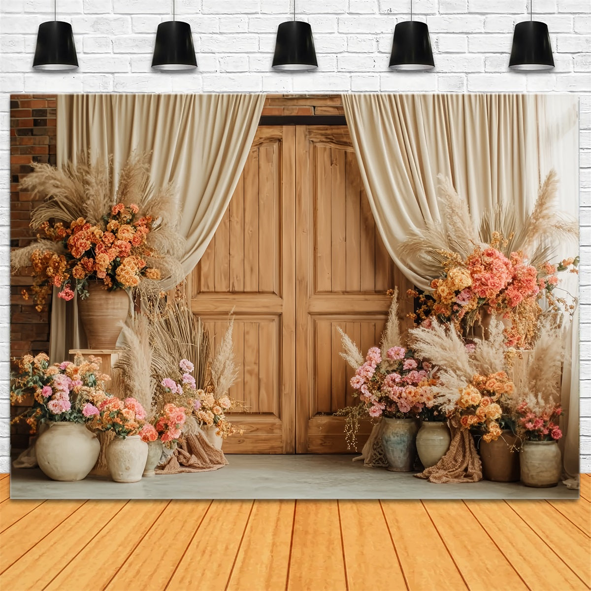 Wedding Rustic Backdrop Rustic Wood Door Floral Display Wedding Backdrop TWW59-38