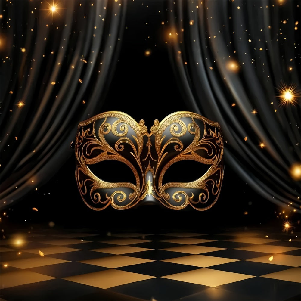 Mask Carnival Backdrop Golden Ornate Masquerade Carnival Backdrop Ideas TWW59-4