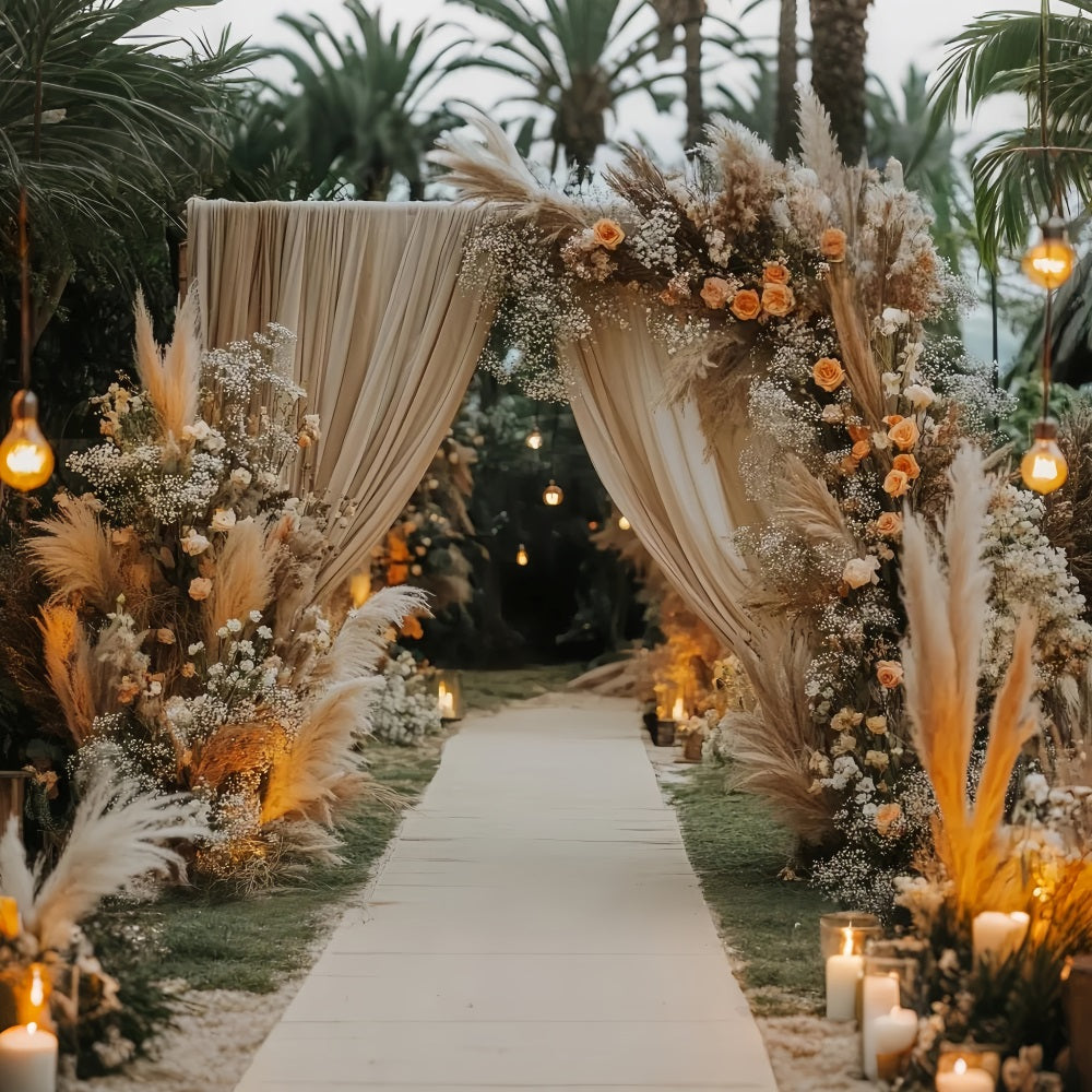 Wedding Boho Backdrop Bohemian Pampas Aisle Entrance Wedding Backdrop TWW59-45