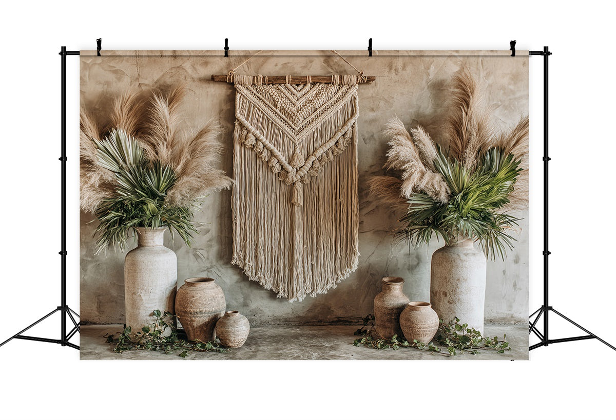 Wedding Macrame Backdrop Rustic Macrame Pampas Decor Boho Wedding Backdrop TWW59-50