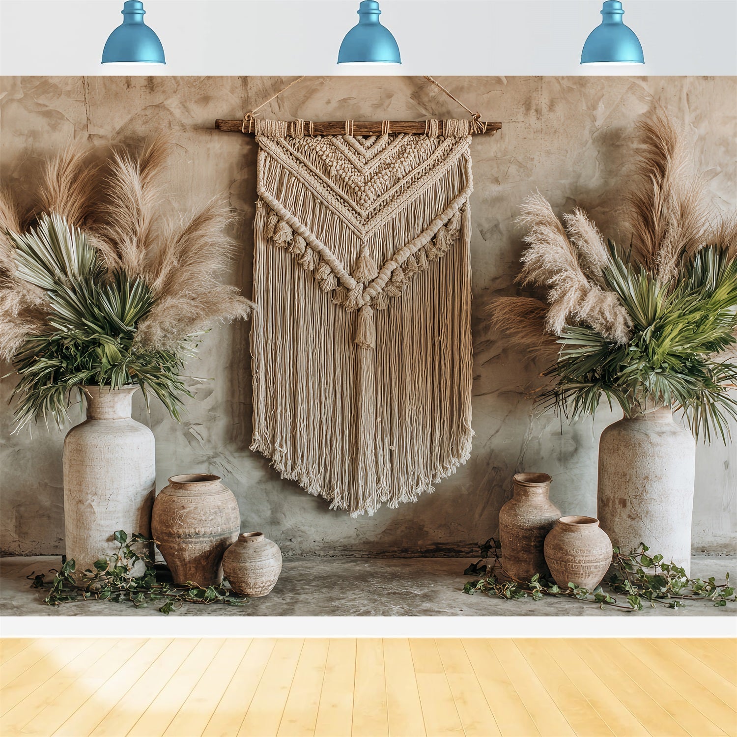 Wedding Macrame Backdrop Rustic Macrame Pampas Decor Boho Wedding Backdrop TWW59-50