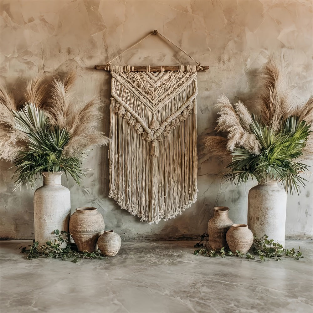Wedding Macrame Backdrop Rustic Macrame Pampas Decor Boho Wedding Backdrop TWW59-50