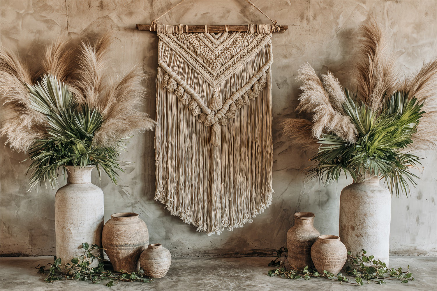 Wedding Macrame Backdrop Rustic Macrame Pampas Decor Boho Wedding Backdrop TWW59-50