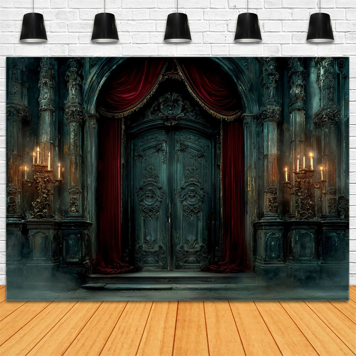 Wedding Gothique Backdrop Gothic Candlelit Castle Door Vintage Wedding Backdrop TWW59-54