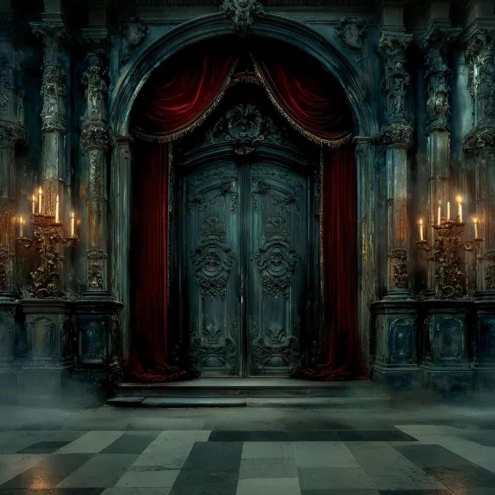 Wedding Gothique Backdrop Gothic Candlelit Castle Door Vintage Wedding Backdrop TWW59-54
