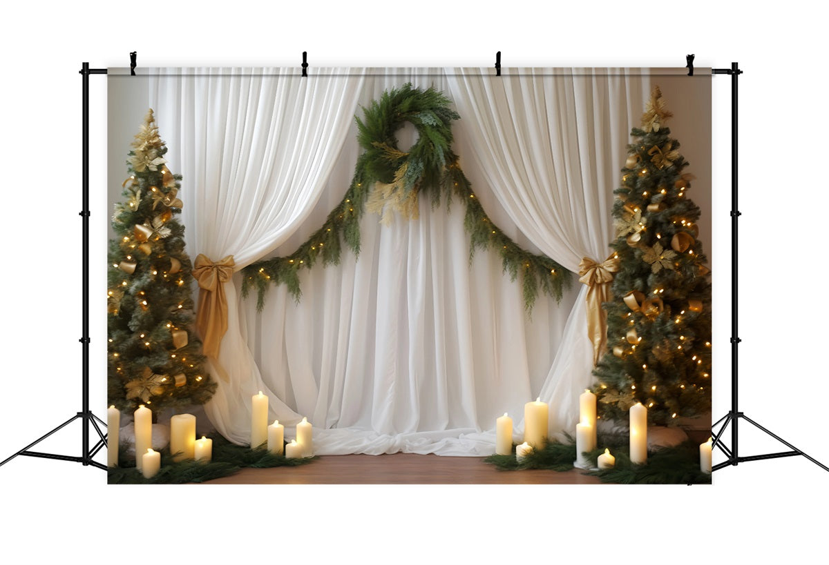 Wedding Christmas Backdrop Candlelight Evergreen Drapes Wedding Backdrop TWW59-55