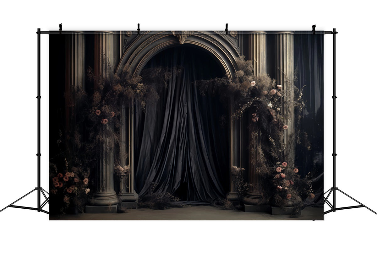 Wedding Gothique Backdrop Gothic Columns Dark Florals Wedding Backdrops TWW59-59