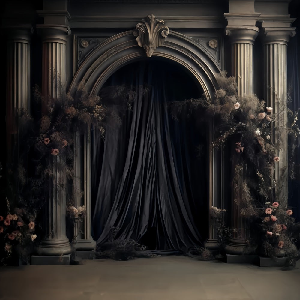 Wedding Gothique Backdrop Gothic Columns Dark Florals Wedding Backdrops TWW59-59