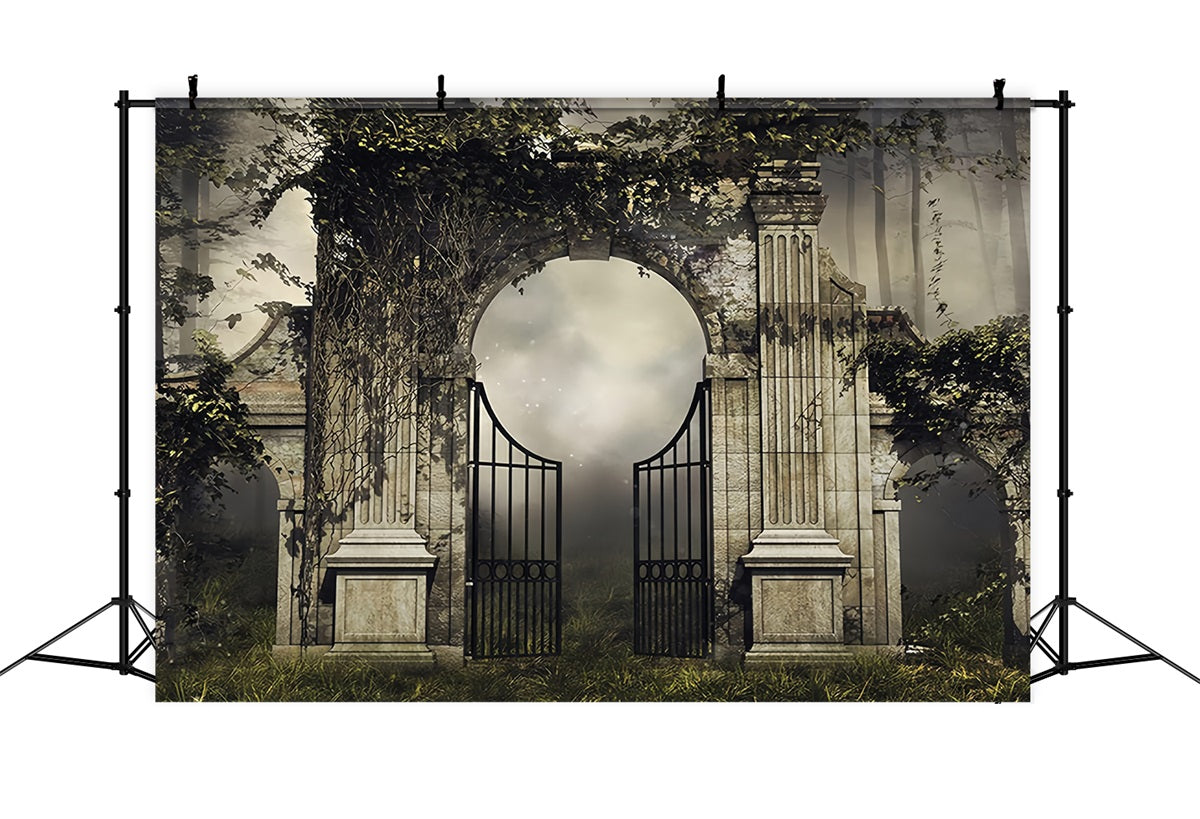 Wedding Gothique Backdrop Misty Garden Iron Gate Gothic Wedding Backdrop TWW59-60