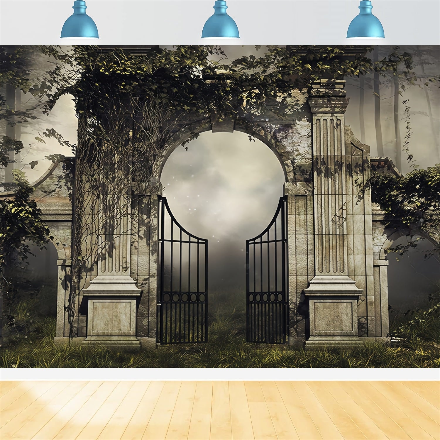 Wedding Gothique Backdrop Misty Garden Iron Gate Gothic Wedding Backdrop TWW59-60