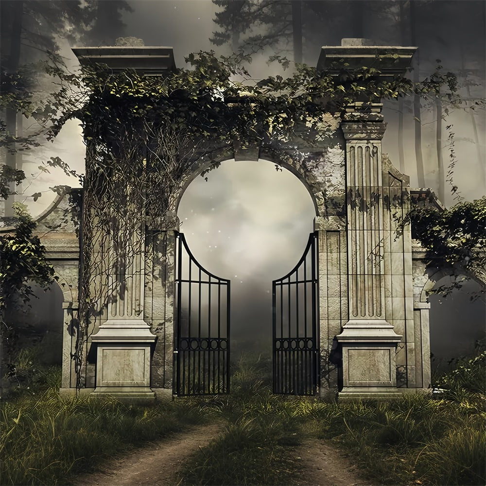 Wedding Gothique Backdrop Misty Garden Iron Gate Gothic Wedding Backdrop TWW59-60
