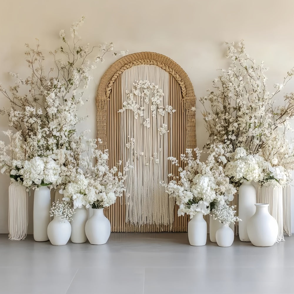 Wedding Boho Backdrop Rustic Arch White Blossoms Wedding Backdrop TWW59-61