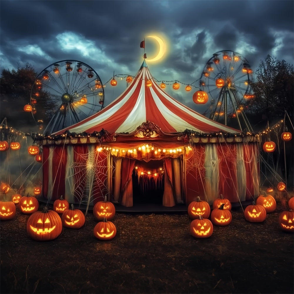 Halloween Circus Backdrop Pumpkin Lantern Haunted Tent Circus Backdrop TWW59-7