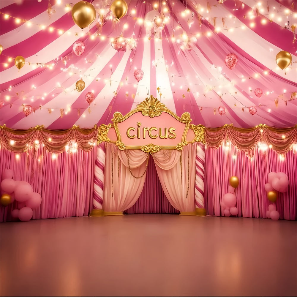 Carnival Tent Backdrop Pink Golden Glamour Hall Pink Circus Backdrop TWW59-8