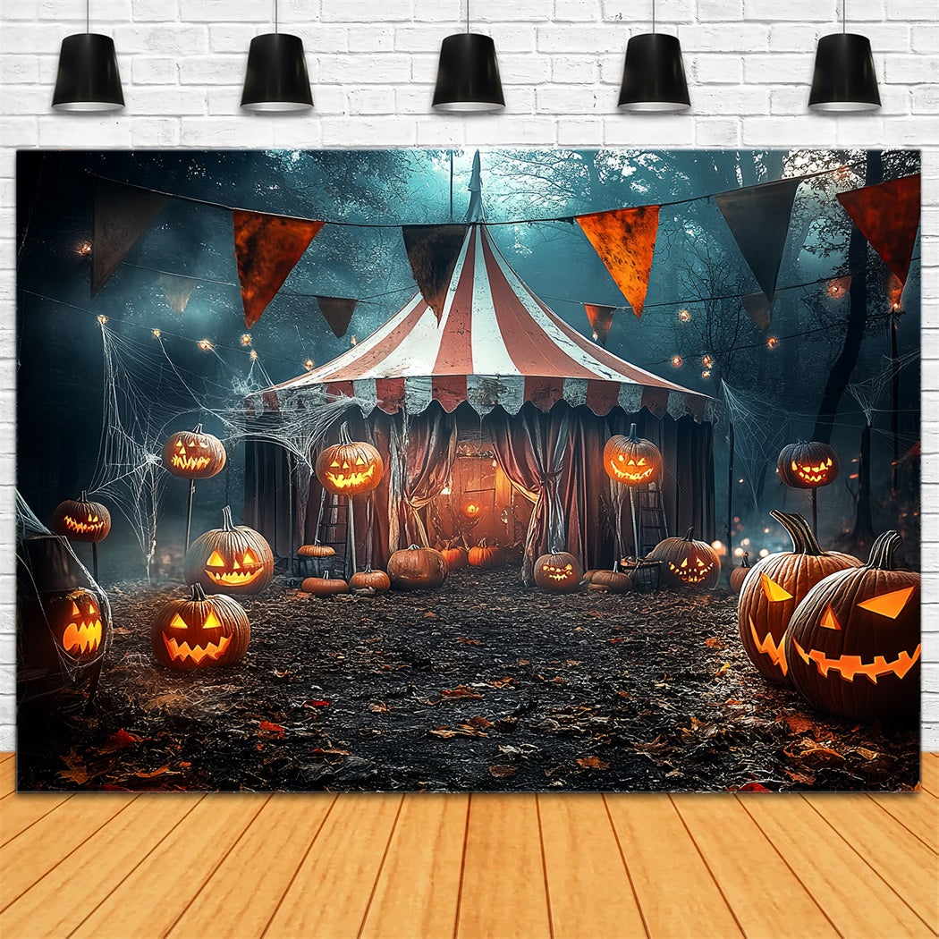 Halloween Circus Backdrop Pumpkin Lantern Spooky Tent Circus Backdrop TWW59-9
