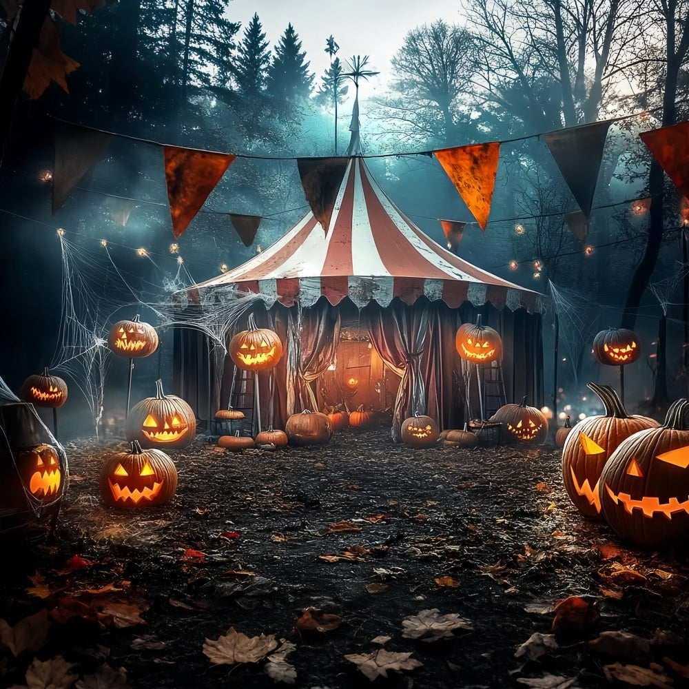 Halloween Circus Backdrop Pumpkin Lantern Spooky Tent Circus Backdrop TWW59-9
