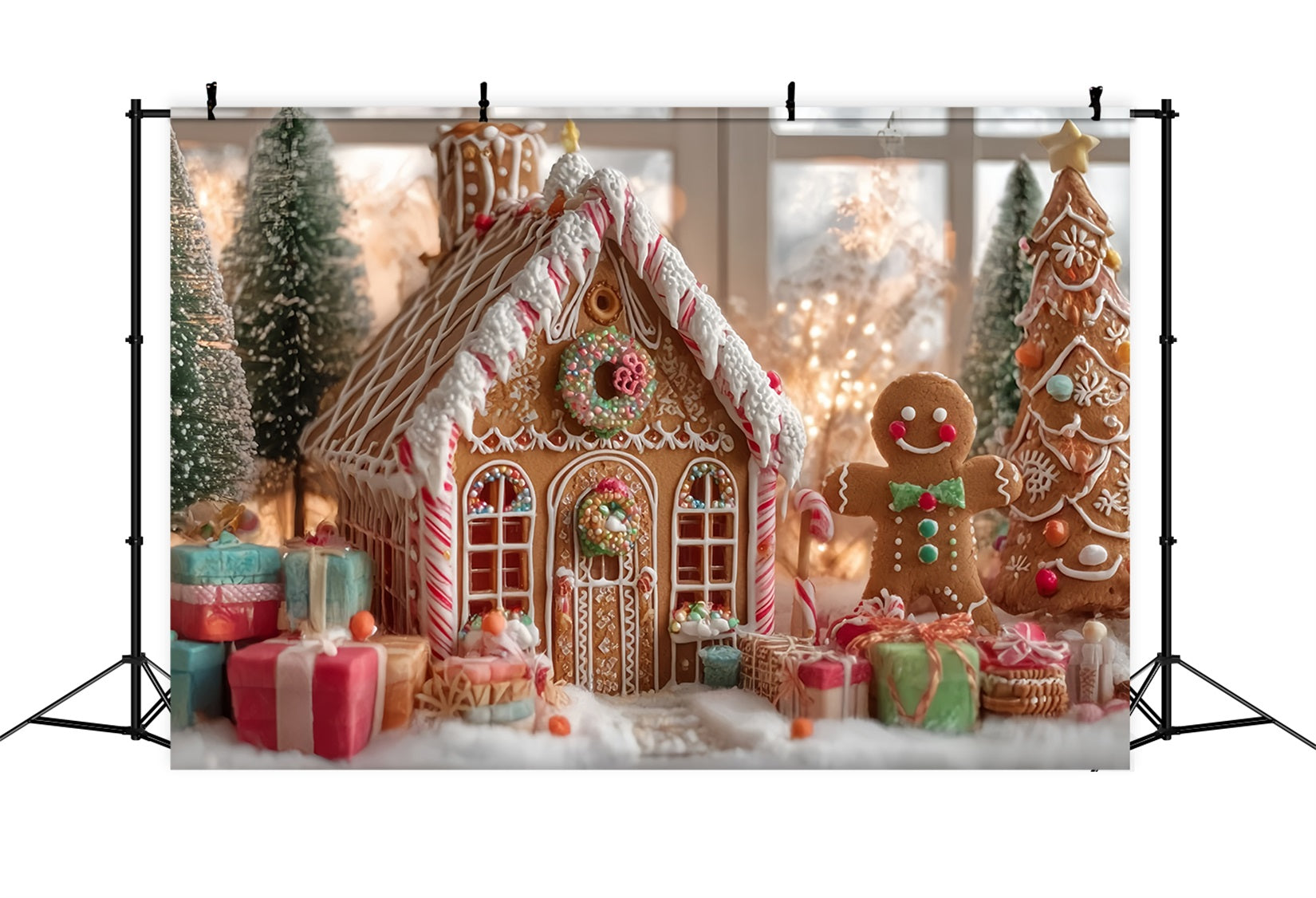 Gingerbread House Backdrop Holiday Cheer Gingerbread House Christmas Backdrops TWW59-92
