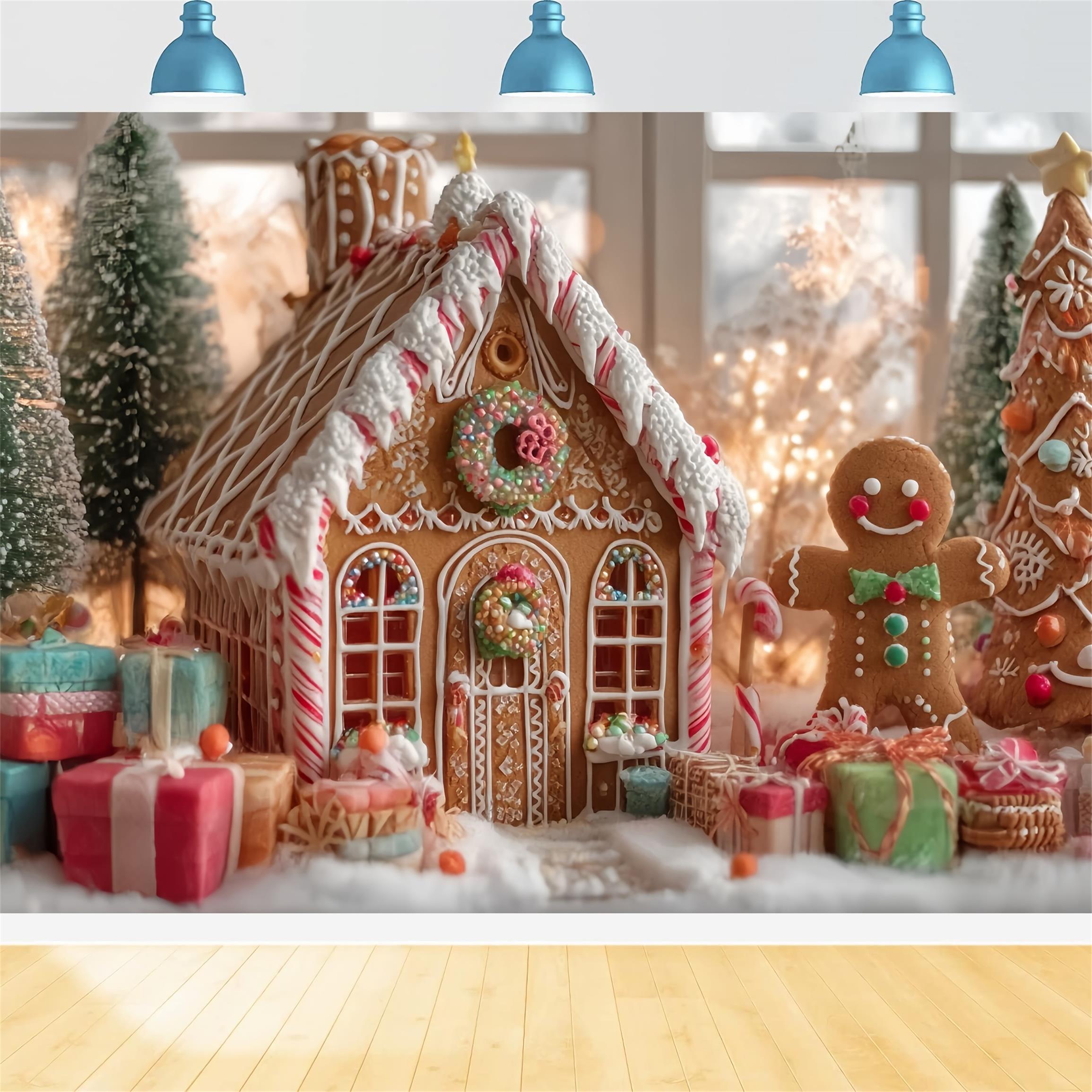 Gingerbread House Backdrop Holiday Cheer Gingerbread House Christmas Backdrops TWW59-92