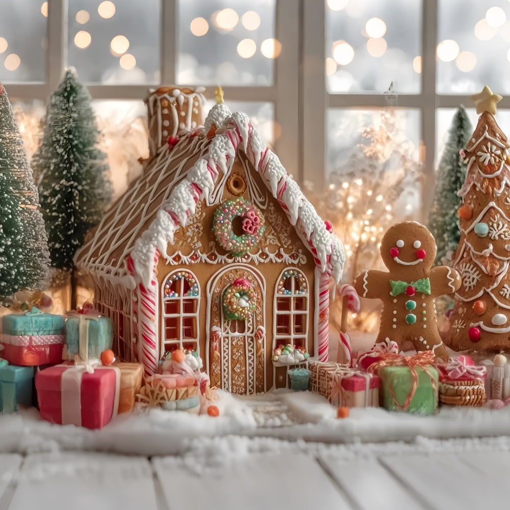 Gingerbread House Backdrop Holiday Cheer Gingerbread House Christmas Backdrops TWW59-92
