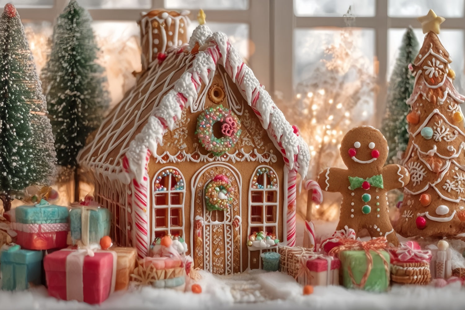 Gingerbread House Backdrop Holiday Cheer Gingerbread House Christmas Backdrops TWW59-92