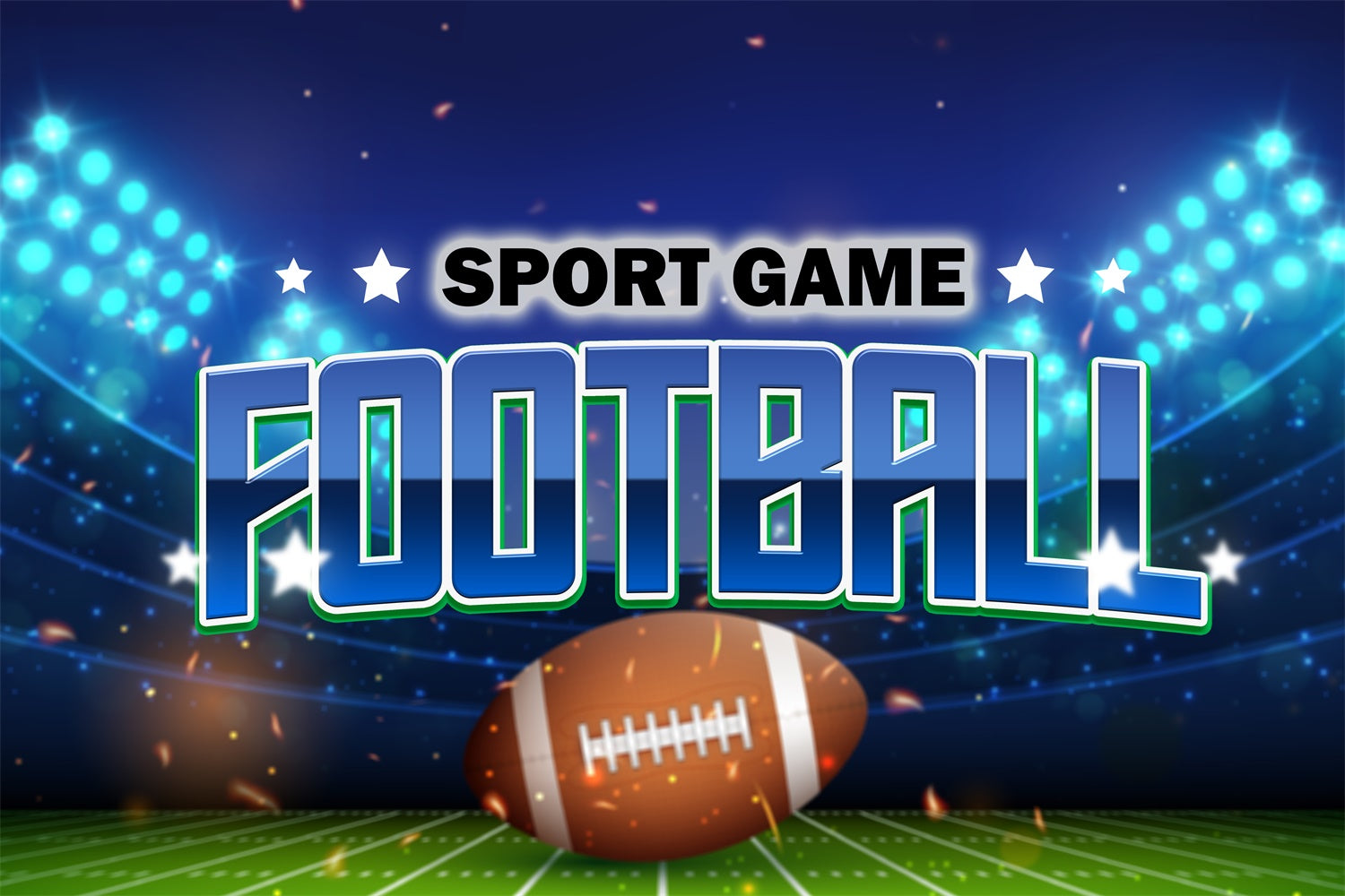 Football Stadium Backdrop Night Lights Game Sports Event Backdrop TWW6-15