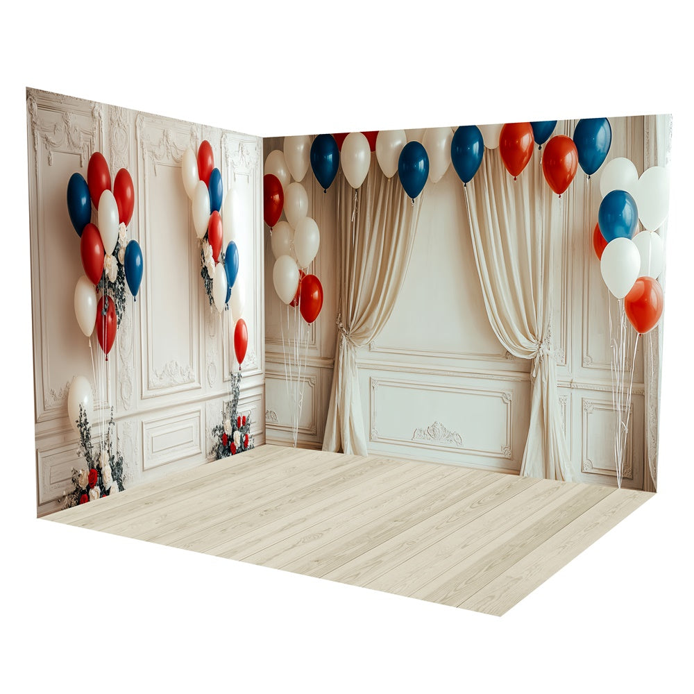 Back Drop Room Independence Day Backdrop Elegant Patriotic Balloon Backdrop Room Set