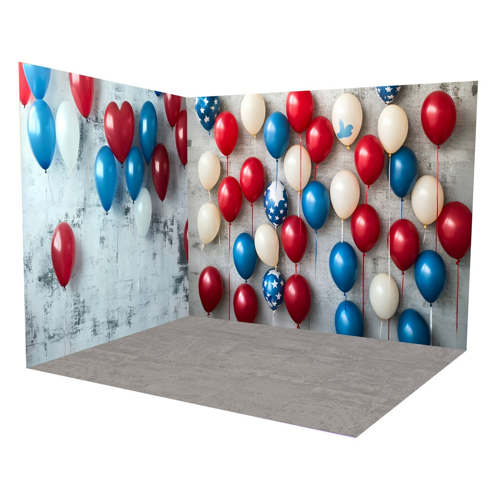 Independence Day Backdrops Patriotic Balloon Wall Backdrop Room Set TWW6-36