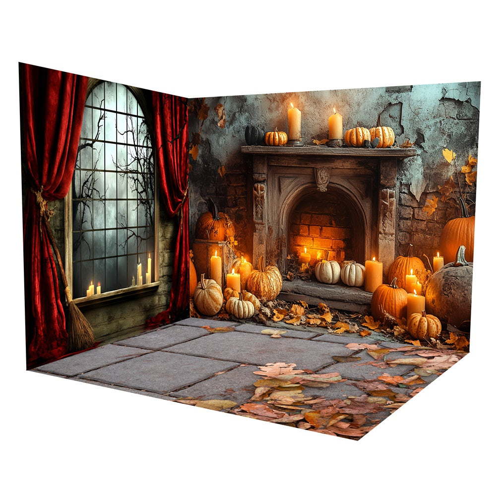 Halloween Backdrop Haunted Autumn Hearth Backdrop Backdrop Room Set TWW6-44