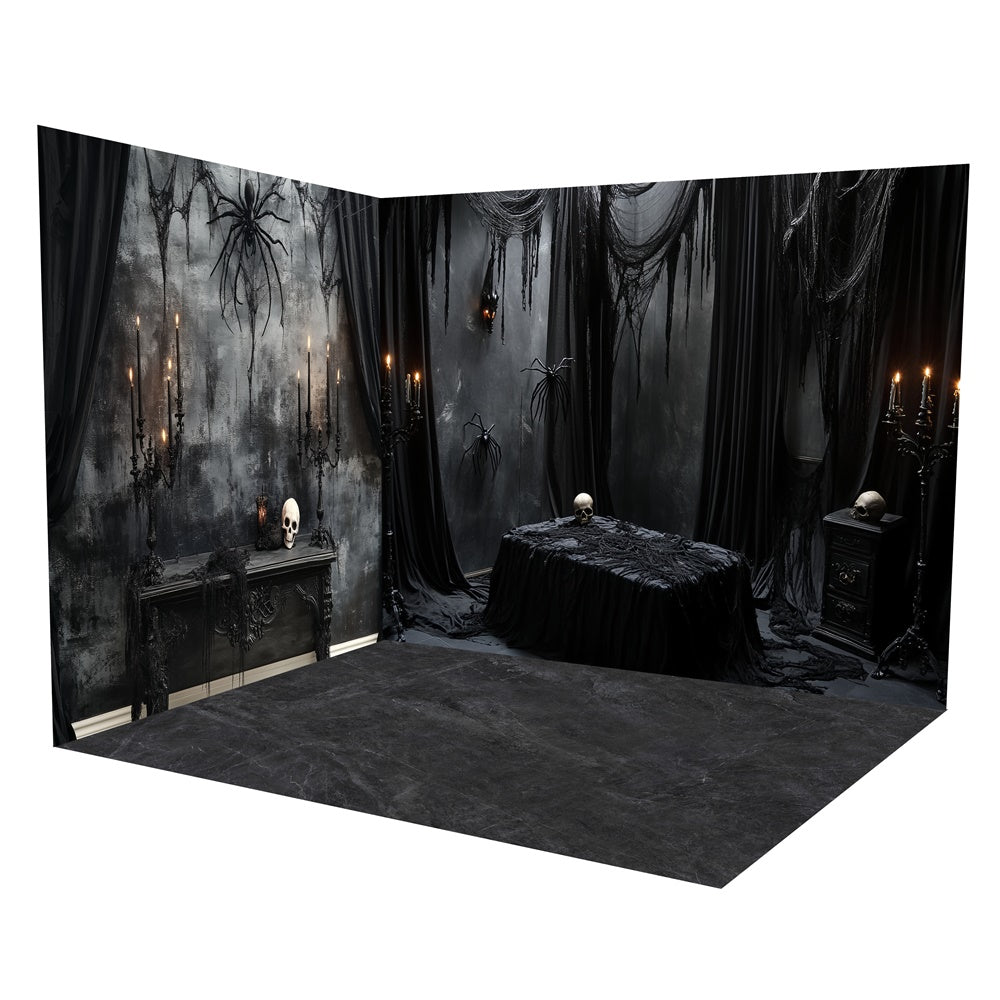 Spooky Halloween Backdrop Gothic Mourning Hall Backdrop Room Set TWW6-45
