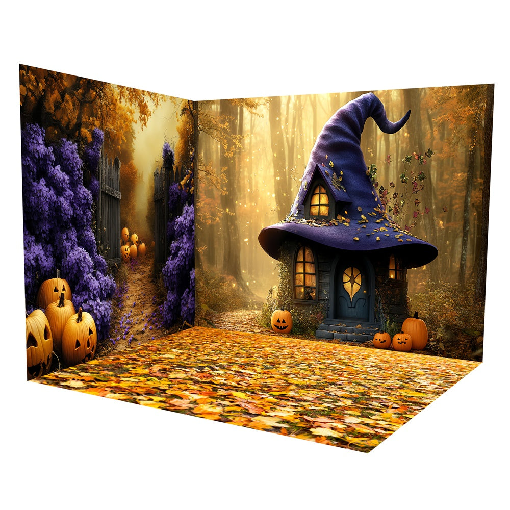 Halloween Witch Backdrop Enchanted Witch Cottage Backdrop Room Set TWW6-47