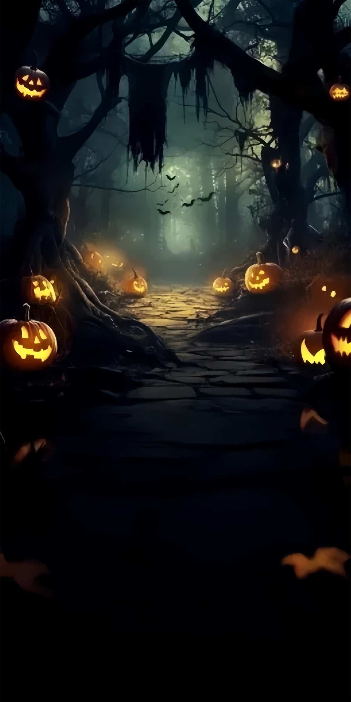 Halloween Photo Backdrop Midnight Pumpkin Path Sweep Backdrop TWW6-74