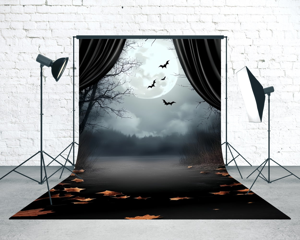 Halloween Backdrop Ideas Midnight Curtain Lakeside Sweep Backdrop TWW6-75